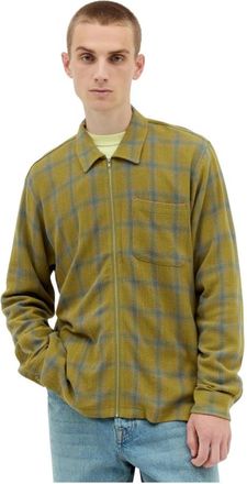 St&uuml;ssy Geruit Katoenen Shirt met Rits - Heren - Zomerjassen - Groen - S - Katoen - Jassen