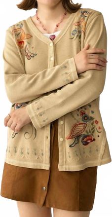 Myraswim Birdsong Bloom Embroidered Top In Almond
