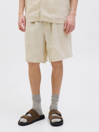 Jack & Jones Shorts JACK & JONES JPSTBILL LAWRENCE LINEN SHORTS SRT LN, Damen, Gr. XXL, N-Gr, beige (silber lining), Web, Obermaterial: 100% Leinen, unifarben, wei