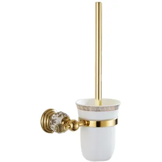 OEM Portaescobillas De Ba&ntilde;o Dorado Con Base Tallada, Fabricado En Aleaci&oacute;n De Zinc De Alta Calidad Con Superficie Chapada En Oro. Elegante Portaescobillas