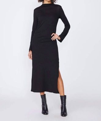 Stateside Womens Highneck Side Ruched Dress In Black