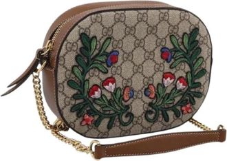 Gucci Pre-owned Vintage GG Canvas Shoulder Bag - Dames - Vintage Schoudertas - Beige - ONE Size - Leer - Vintage