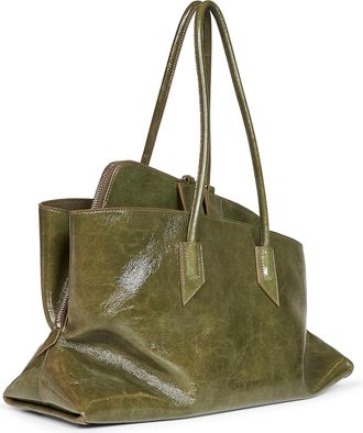 The Attico Womens Top Handle Bag La Passeggiata Medium Olive Brown Green Calf Leather Handbags Hand