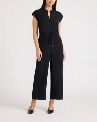 Ellen Tracy Womens Crinkle Jumpsuit
