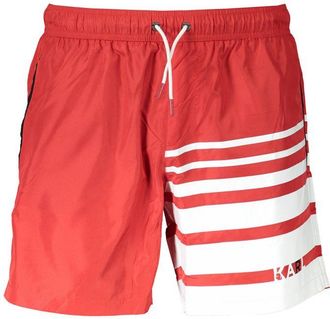 Karl Lagerfeld Mens Striped Swim Trunks - Red - Size Medium
