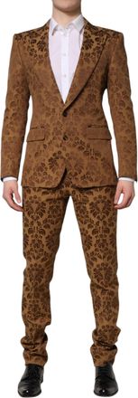 Dolce & Gabbana Brown Floral Jacquard SICILIA 2 Piece Mens Suit