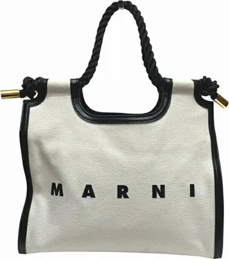 Marni Black White Canvas Handbag Tote Bag (Pre-Owned)