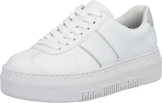 Rieker Plateausneaker RIEKER, Damen, Gr. 36, silber (wei&szlig;, silberfarben), Lederimitat, Schuhe Plateausneaker, Schn&uuml;rschuh, Halbschuh, Freizeitschuh mit gepol