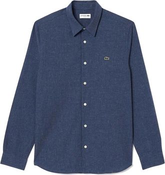 Lacoste Camicia in chambray di cotone - Heren - Casual Overhemden - Blauw - 2XL - Katoen - Overhemden