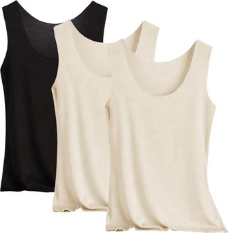 Generic HOOUDO Tank Top Women Built in Bra Silk Satin Camisole Summer Base Shirt Stretch Casual Supersoft Tank Tops Undershirt for Ladies and Girls Prime of D