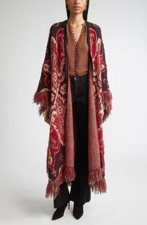 L'agence Naoko Paisley Jacquard Cotton Blend Poncho in Multi Stripe Paisley at Nordstrom Rack, Size Small/medium