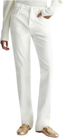 Liu Jo Corduroy High-Waisted Broek met Strass - Dames - Slim Fit Broeken - Wit - W31 - Katoen - Broeken