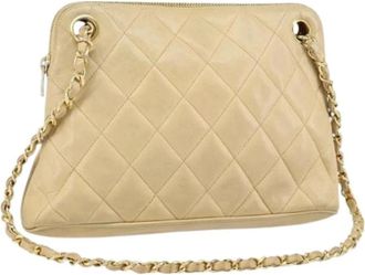 Chanel Pre-owned Shoulder Bags, female, Beige, Size: ONE SIZE Pre-owned Leather Shoulder Bag