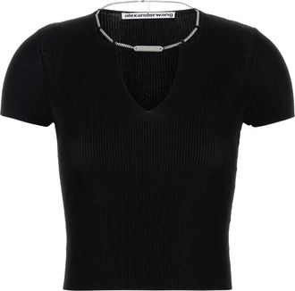 Alexander Wang Top a coste con decorazione a catena - Nero