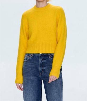 Pistola Denim Sara Shrunken Crewneck Sweater In Citron