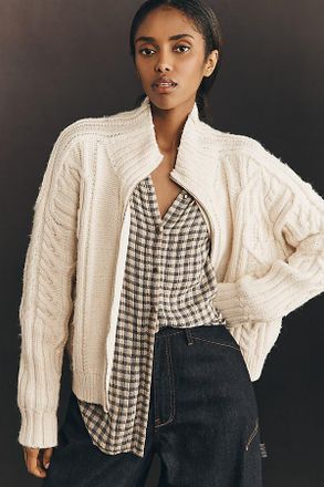 Pilcro Collared Cable-Knit Sweater