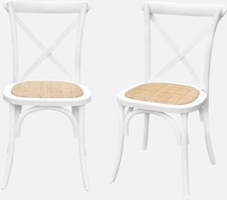 Sweeek Sweeek - Silla de bistró vintage de madera, set de 2, Belleville, Blanco, 48.5x53.5x88.5 cm