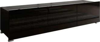 Mirjan24 Mobilier1 - Mueble Tv Tivdalu 103, Negro + Negro Brillante, N&uacute;mero De Puertas: 0, N&uacute;mero De Cajones: 0, 150x37x43cm