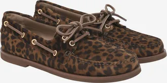 Gianvito Rossi Womens Animal Print Loafers Suede Leather