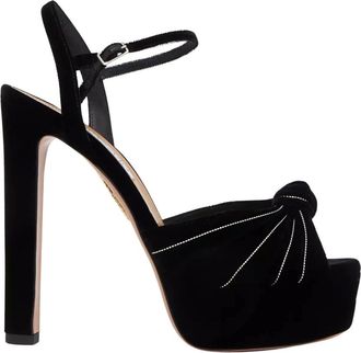 Aquazzura Black Velvet Platform Sandals