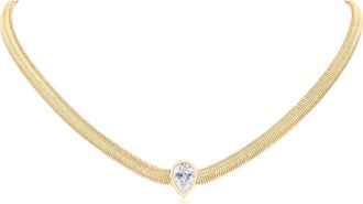 Kenneth Jay Lane Teardrop Cubic Zirconia Herringbone Chain Necklace in Gold at Nordstrom Rack