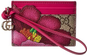 Gucci Floral Gg Supreme Canvas & Leather Card Case