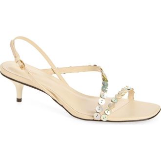 Reformation Shoshana Sandal in Almond Leather Shell Buttons at Nordstrom, Size 10.5