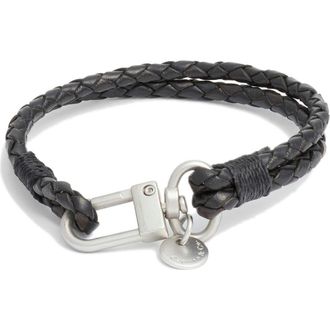 Caputo & Co. Craftman Braided Leather Bracelet in Black at Nordstrom