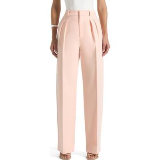 Mani&egrave;re De Voir Julie Tailored Twin Pleat Trousers in Peach at Nordstrom, Size 2