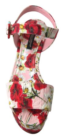 Dolce & Gabbana Womens Multicolor Floral Print Wedges Ankle Strap Sandals Cotton