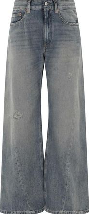 Maison Margiela Jeans, Dames, Blauw, W28, Katoen, Wide Leg Jeans