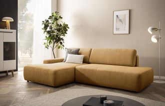 HOME AFFAIRE Ecksofa »TORGE, Schlafsofa Cord, Samtvelours u. Strukur fein, Couch in L-Form« Schlaffunktion und Bettkasten, Liegefläche: 210x125 cm, neues Design