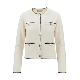Tory Burch Kendra Wool Cardigan - female - Tory Burch - Cardigans - White - S - Knitwear