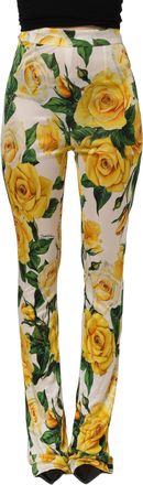 Dolce & Gabbana Womens Multicolor Floral High Waist Straight Pants Viscose
