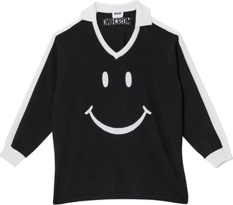Moschino Maglia Rugby Smile - Dames - V-hals truien - Zwart - M - Wol - Truien & Vesten