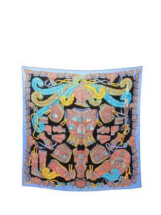 Herm&egrave;s 2000-2025 Sous L Egide de Mars Silk Scarf 90 scarves - Nero