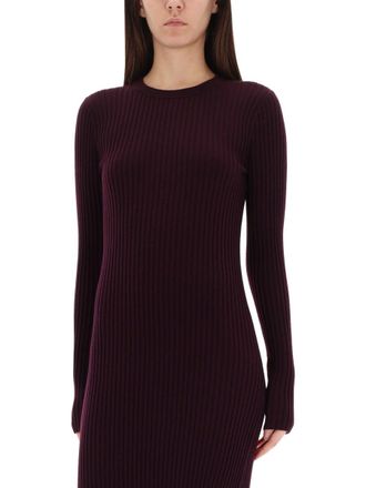 Helmut Lang Wool Back-Slit Dress - Purple