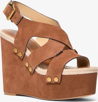 Michael Kors Raven Studded Suede Wedge Sandal