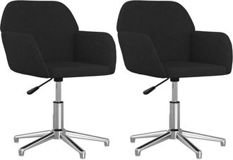 vidaXL Sillas De Comedor Giratorias 2 Unidades Tela Negro Vidaxl