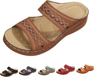 Generic Orthopedic Sandals for Women UK Slip on Sandals for Women UK Wide Fit Walking Sandal with Arch Support Open Toe Slipper Casual Breathable Sandal Vinta