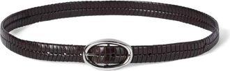 Brunello Cucinelli Gevlochten riem met ovalen gesp en chevron-effect - Bruin