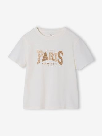 Vertbaudet T-Shirt M&auml;dchen mit Print BASIC wollwei&szlig;