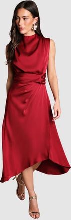 Coast Satin Twist Waist Midi Dress in Raspberry at Nordstrom, Size 12