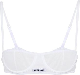 Miu Miu Ribbed Knit Demi Bra, Woman, White, Size 1