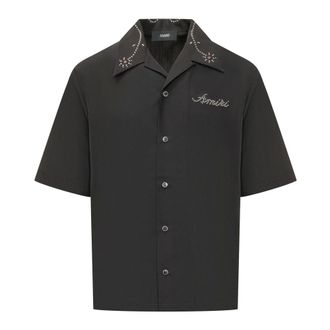Amiri Short Sleeve Shirts, male, Black, Size: M Stud Camp Shirt