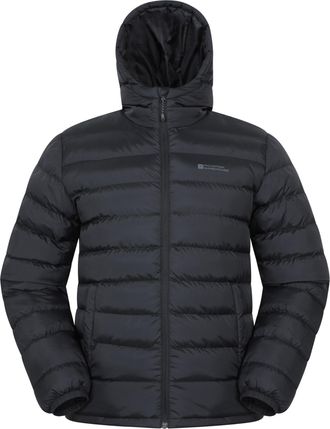 Mountain Warehouse Season Mens Padded Jacket - Water Resistant Puffer Coat, Lightweight, Warm, Lab Tested to -30C, Microfibre Filler - For Travelling, Walking Black 2XL