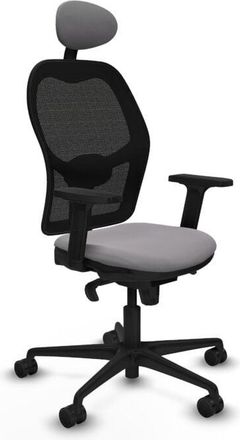 Piqueras y Crespo Piqueras Y Crespo - Jorquera Sincro Malla Negra Similpiel Gris Brazos 2d Base Nailon Cabecero Fijo Ruedas 65mm Nailon