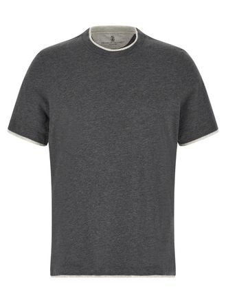Brunello Cucinelli Grey Double Layer T-shirt