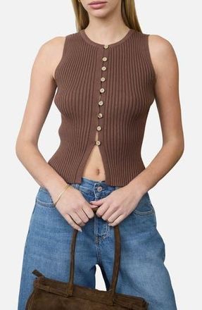 Blu Pepper Rib Sleeveless Sweater in Brown at Nordstrom Rack, Size Medium