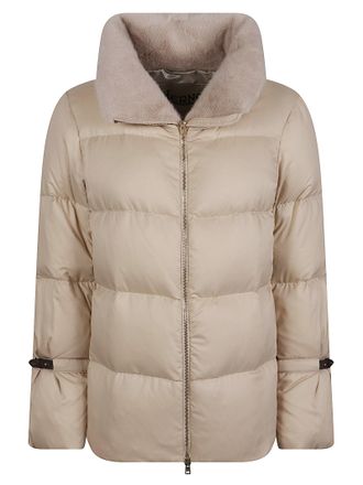 Herno Quilted Padded Down Jacket with Plush Collar and Adjustable Straps